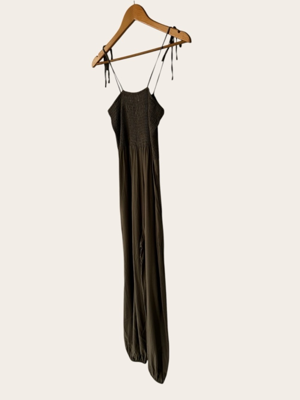 Urban Outfitters Olive Smocked Tie-Strap Jumpsuit - Picture 13 of 14